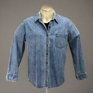 Bill Blass Denim Shirt L Mens VTG Jean Jacket Lightweight Button Up Blue L/SLV